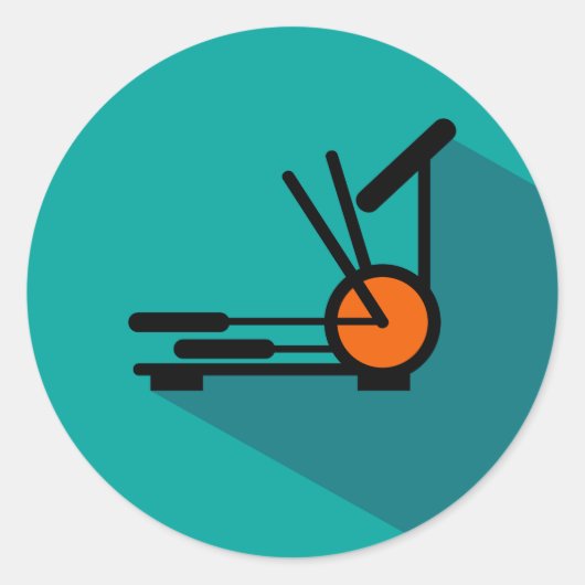 ホテルエリプティカルマシンフィットネスルームアイコンステッカー ラウンドシール (正面)