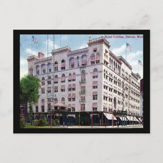 ホテルカディラック,デトロイト1909ヴィンテージ ポストカード (正面)