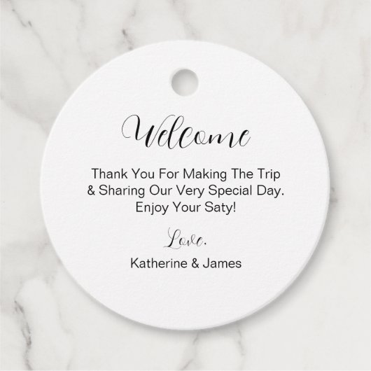 ホテルゲストのための目的地ウェディングパーティーへようこそ フェイバータグ (正面)