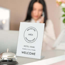 ホテルシンプル名のロゴの色へようこそ 台座サイン