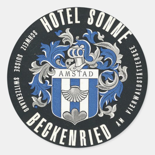 ホテルゾンネベッケリースイス旅行ステッカー ラウンドシール (正面)