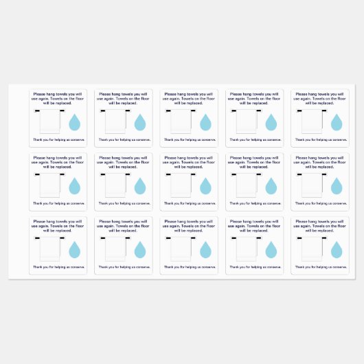 ホテルタオルウォーター保全サインスクエアシール ラベル (シート)