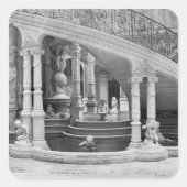 ホテルドの階段の下の噴水 スクエアシール (正面)