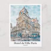 ホテルドゥヴィルパリトラベルウォーターカラーハンドドロード ポストカード (正面)