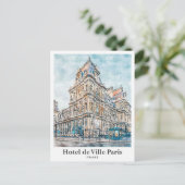 ホテルドゥヴィルパリトラベルウォーターカラーハンドドロード ポストカード (スタンド正面)