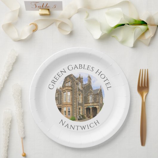 ホテルネームプラスホテルフォトオン ペーパープレート (ウェディング)