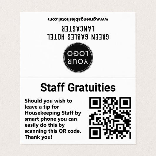 ホテルハウスキーピングスタッフグラティースQRコードフォールディング 名刺 (外部フラット)