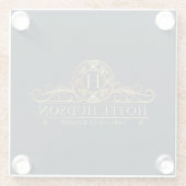 ホテルビジネスブランディングラグジュアリー金ゴールド ガラスコースター (裏面)