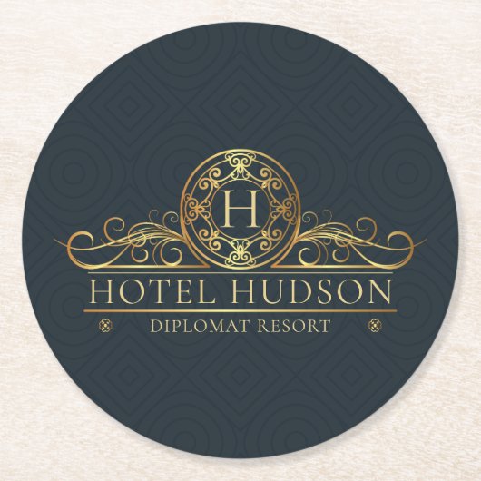 ホテルビジネスラグジュアリーマーケティングマテリアル ラウンドペーパーコースター (正面)