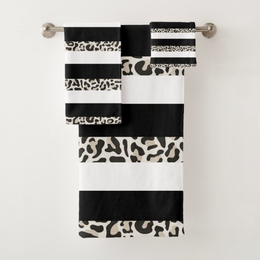 ホテルブラックバラ金ゴールドホワイトストライプの バスタオルセット (インサイチュ)