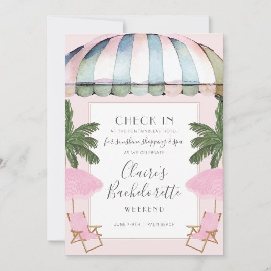 ホテルプールスパ独身最後の週末招待状 招待状 (正面)