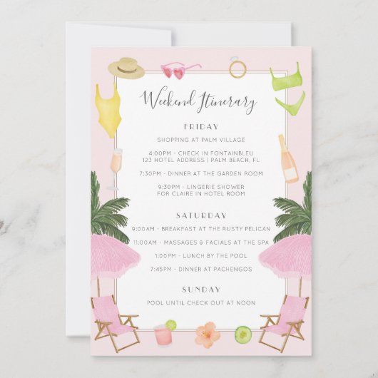 ホテルプールスパ独身最後の週末招待状 招待状 (裏面)