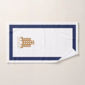 ホテルミニマリストネイビーブルーホワイト長方形ロゴ バスタオルセット (ハンドタオル)