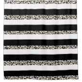 ホテルモノグラムブラックバラ金ゴールドホワストライプのイトバス シャワーカーテン (正面)