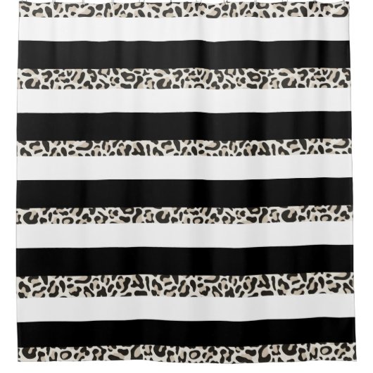 ホテルモノグラムブラックバラ金ゴールドホワストライプのイトバス シャワーカーテン (正面)