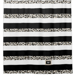 ホテルモノグラムブラックバラ金ゴールドホワストライプのイトバス シャワーカーテン