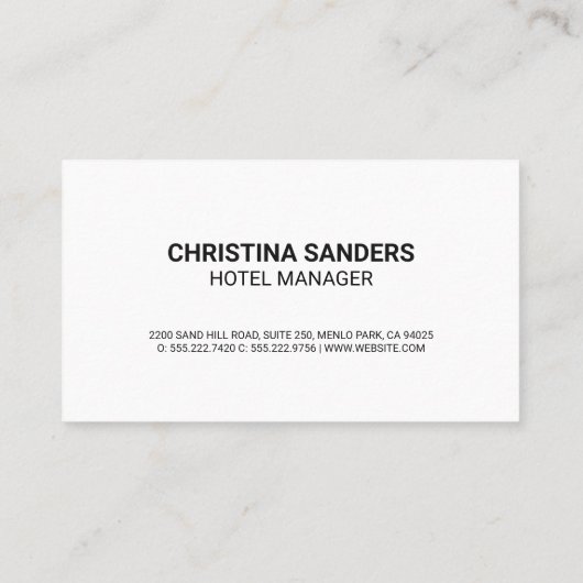 ホテルルーム 名刺 (裏面)