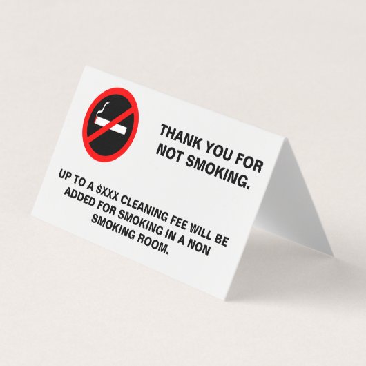 ホテルルームno喫煙サイン長方形ステッカー 名刺 (正面)