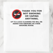 ホテルルームno喫煙no蒸発標識長方形s 長方形シール (バッグ)