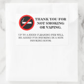 ホテルルームno喫煙no vaping sign 長方形シール (バッグ)
