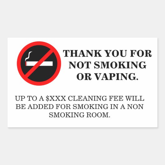 ホテルルームno喫煙no vaping sign 長方形シール (正面)