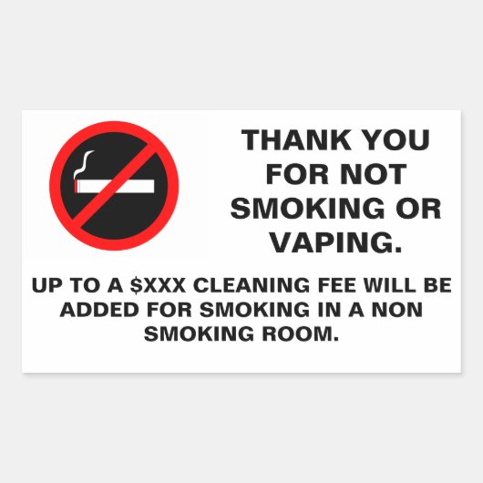 ホテルルームno喫煙no vaping sign 長方形シール (正面)