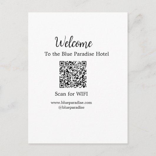 ホテルレストランヴィラスキャンQR WIFIへようこそ ポストカード (正面)