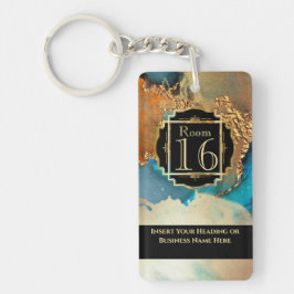 ホテルロッジリゾートフェイク金ゴールドオレンジブルーマーブル キーホルダー