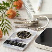 ホテルロッジリゾートフェイク金ゴールドDIYシックジオードマーブル キーホルダー (正面右)