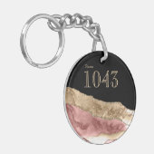 ホテルロッジリゾートマーブルストーンフェイク金ゴールドピンク キーホルダー (正面左)