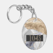 ホテルロッジリゾートマーブルストーンフェイク金ゴールドホワイト キーホルダー (正面左)