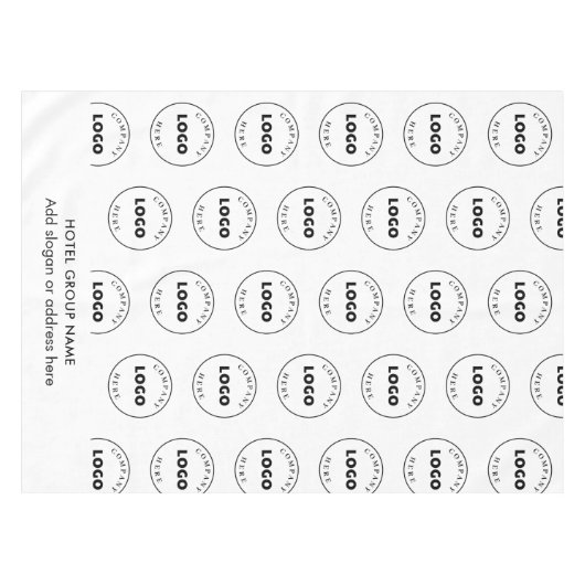 ホテル名とビジネスロゴを任意のエレガント色で追加 テーブルクロス (正面(横))