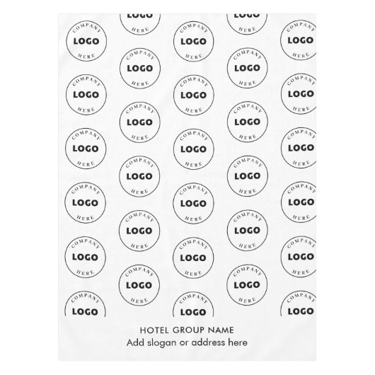 ホテル名とビジネスロゴを任意のエレガント色で追加 テーブルクロス (正面)