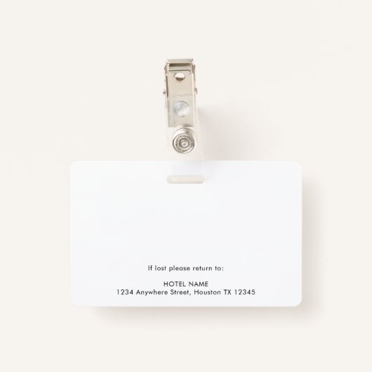 ホテル従業員フォトオーバーレイID名ロゴホワイト バッジ (裏面クリップ)
