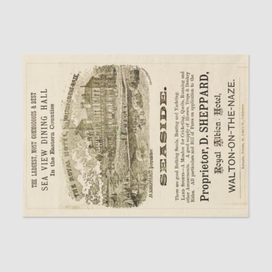 ホテル王室のイングリッシュシーサイドヴィンテージポスター 薄葉紙 (正面)