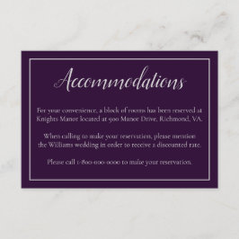 ホテル結婚の宿泊施設Purple and Silver エンクロージャーカード