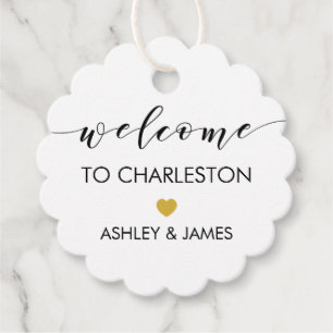 ホテル結婚ゲスト用ウェルカムギフトラベル,金ゴールド フェイバータグ