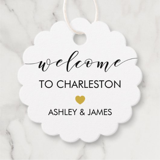 ホテル結婚ゲスト用ウェルカムギフトラベル,金ゴールド フェイバータグ (正面)