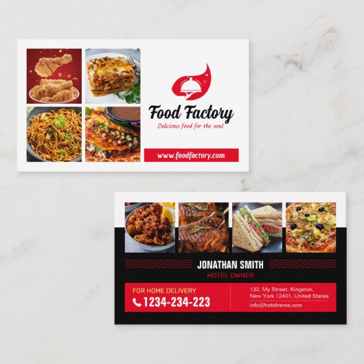 ホテル，レストラン，カフェ，グリルビジネスカード+ロゴ 名刺 (正面/裏面)