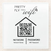 ホテルWiFi詳細かわいらしFly for a wifi QR Code ガラスコースター (正面)