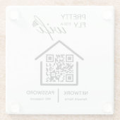 ホテルWiFi詳細かわいらしFly for a wifi QR Code ガラスコースター (裏面)