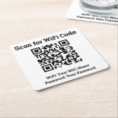 ホテルWifi詳細プラスQRコード スクエアペーパーコースター (アングル)