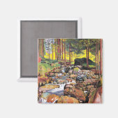 ホドラー – 渓流の森、アート素晴らし マグネット (正面/裏面)