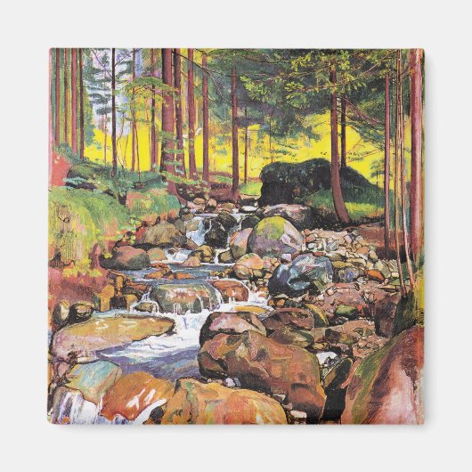 ホドラー – 渓流の森、アート素晴らし マグネット (正面)
