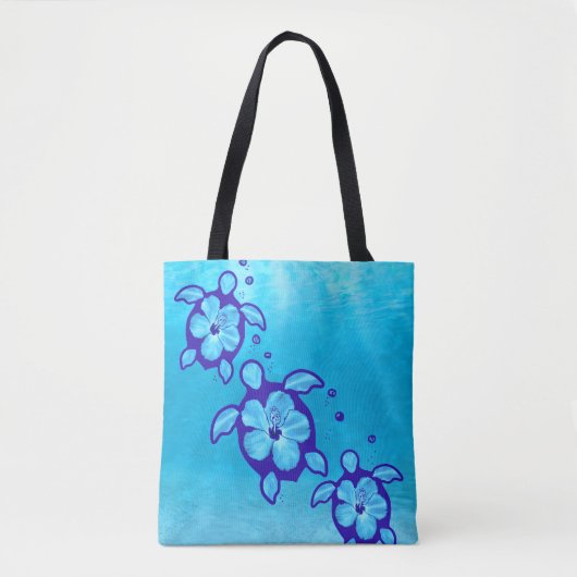 ホヌウミガメの花 トートバッグ (正面)