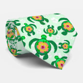 ホヌグリーンシータートルズハイビスカスフラワーズ ネクタイ (ロール)