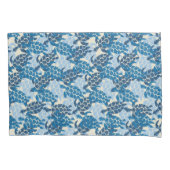 ホヌシーカメハワイアンアロハリバーシブルインディゴ 枕カバー (正面)