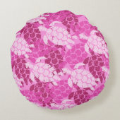 ホヌシーカメハワイアンリバーシブルピンク ラウンドクッション (裏面)