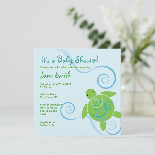 ホヌスワーズベビーシャワーまたは誕生日招待状 招待状 (スタンド正面)