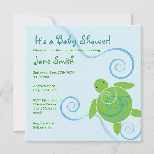 ホヌスワーズベビーシャワーまたは誕生日招待状 招待状 (正面)